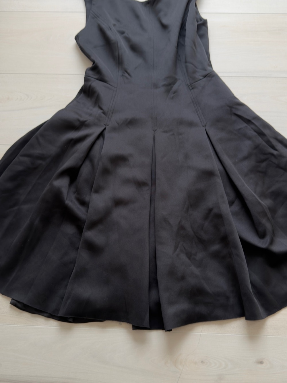 Milly Black Sleeveless Fit-and-Flare Midi Dress with Panel Seams